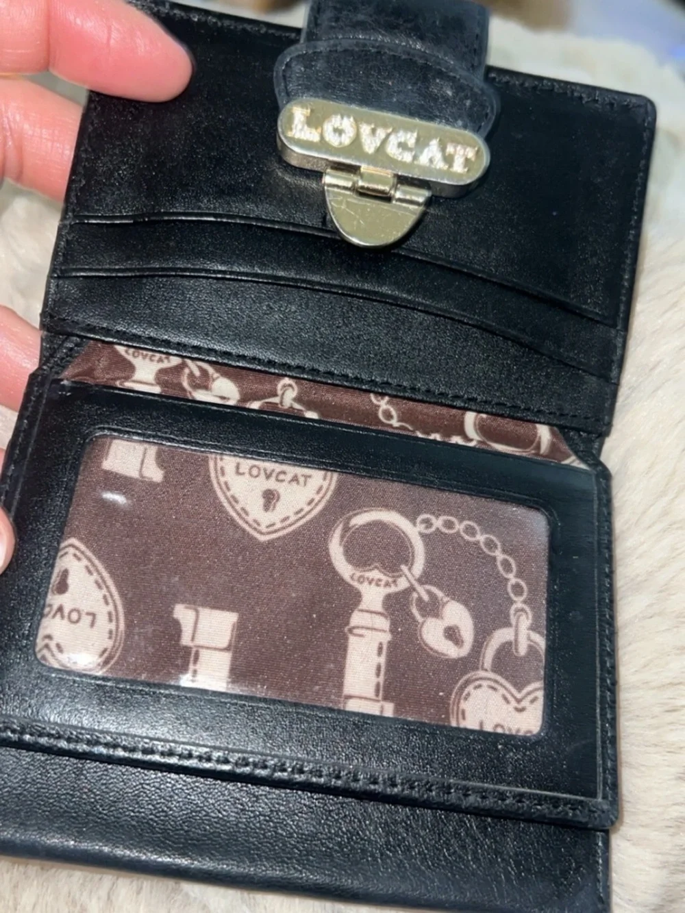Lovcat Black Leather Women's Wallet with Gold Hardware